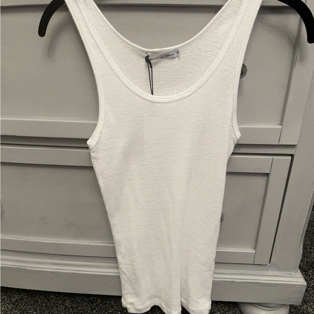NWT OS Michael Stars Ezra Boyfriend Tank; white shine